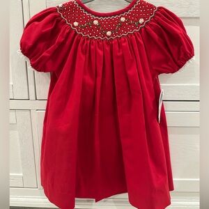 Luli & Me NWT bishop smock dress in red